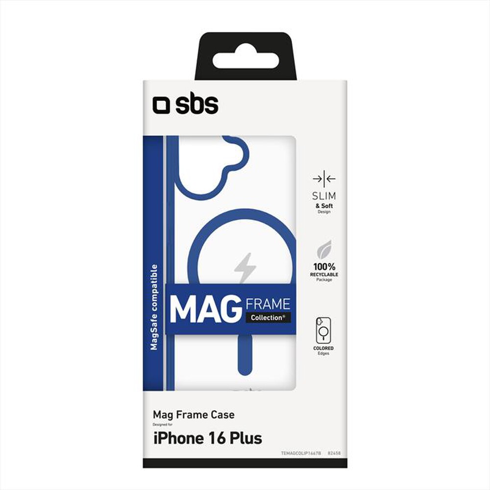 "SBS - Cover Mag Frame iPhone 16 Plus TEMAGCOLIP1667B-Blu"