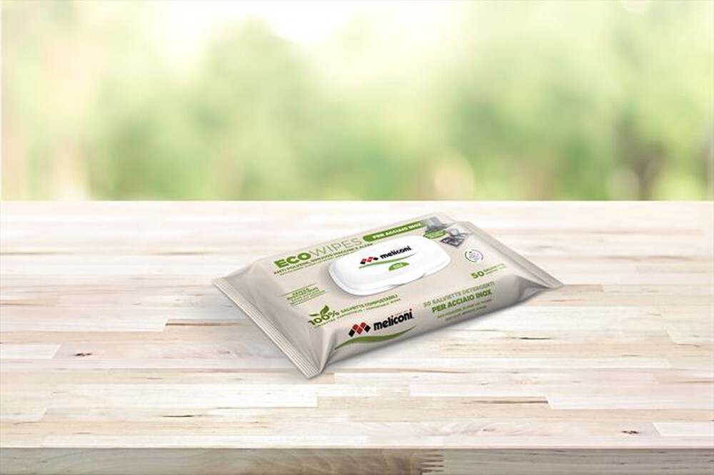 "MELICONI - Salviette detergenti acciaio/inox ECO WIPES INOX-viscosa compostabile"