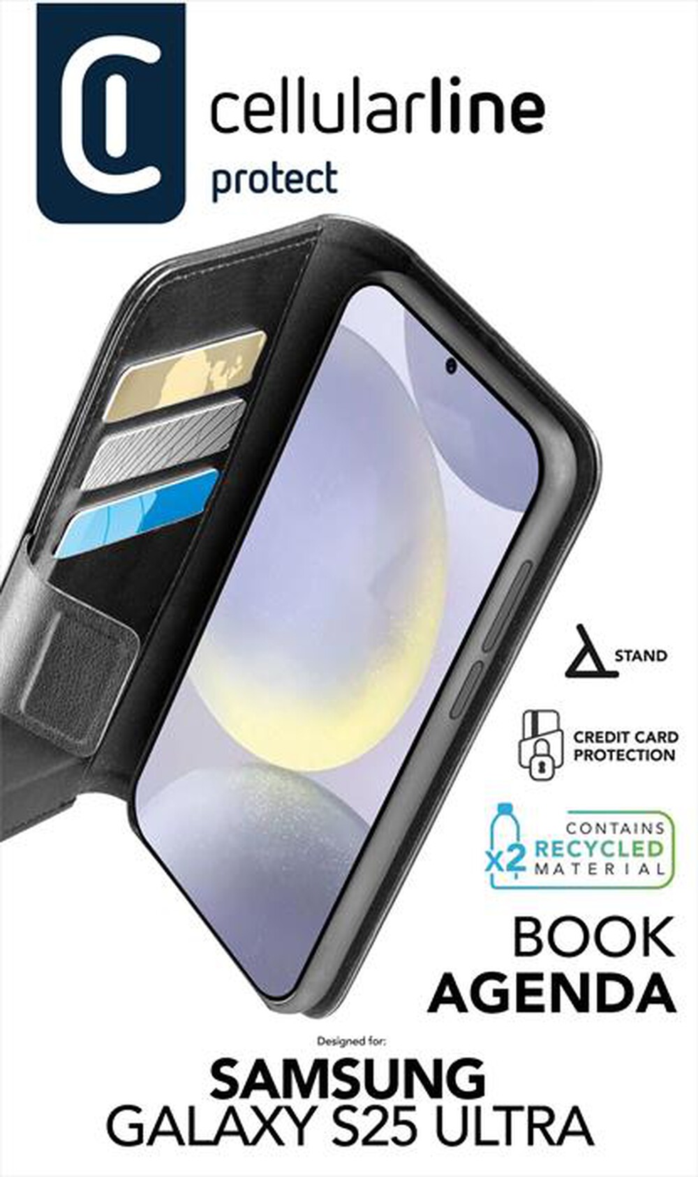 Immagine del prodotto CELLULARLINE - Custodia a libro BOOK AGENDA per Galaxy S25 Ultra-Nero