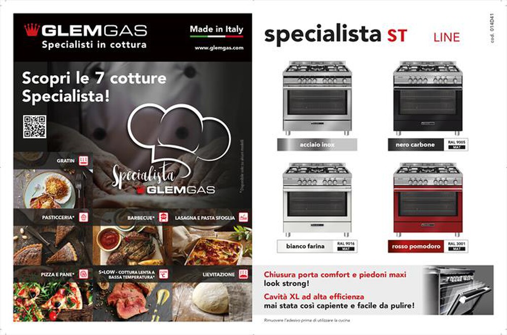 "GLEM GAS - Cucina a gas ST664MI Classe A+-Inox"