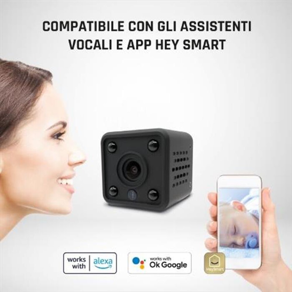 "ISNATCH - HEYCAM MINI - MINI TELECAMERA WI-FI DA INTERNI HD-Nero"