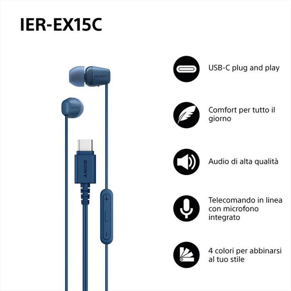 Immagine del prodotto SONY - Auricolari a cavo IEREX15CL.CE7-Blu