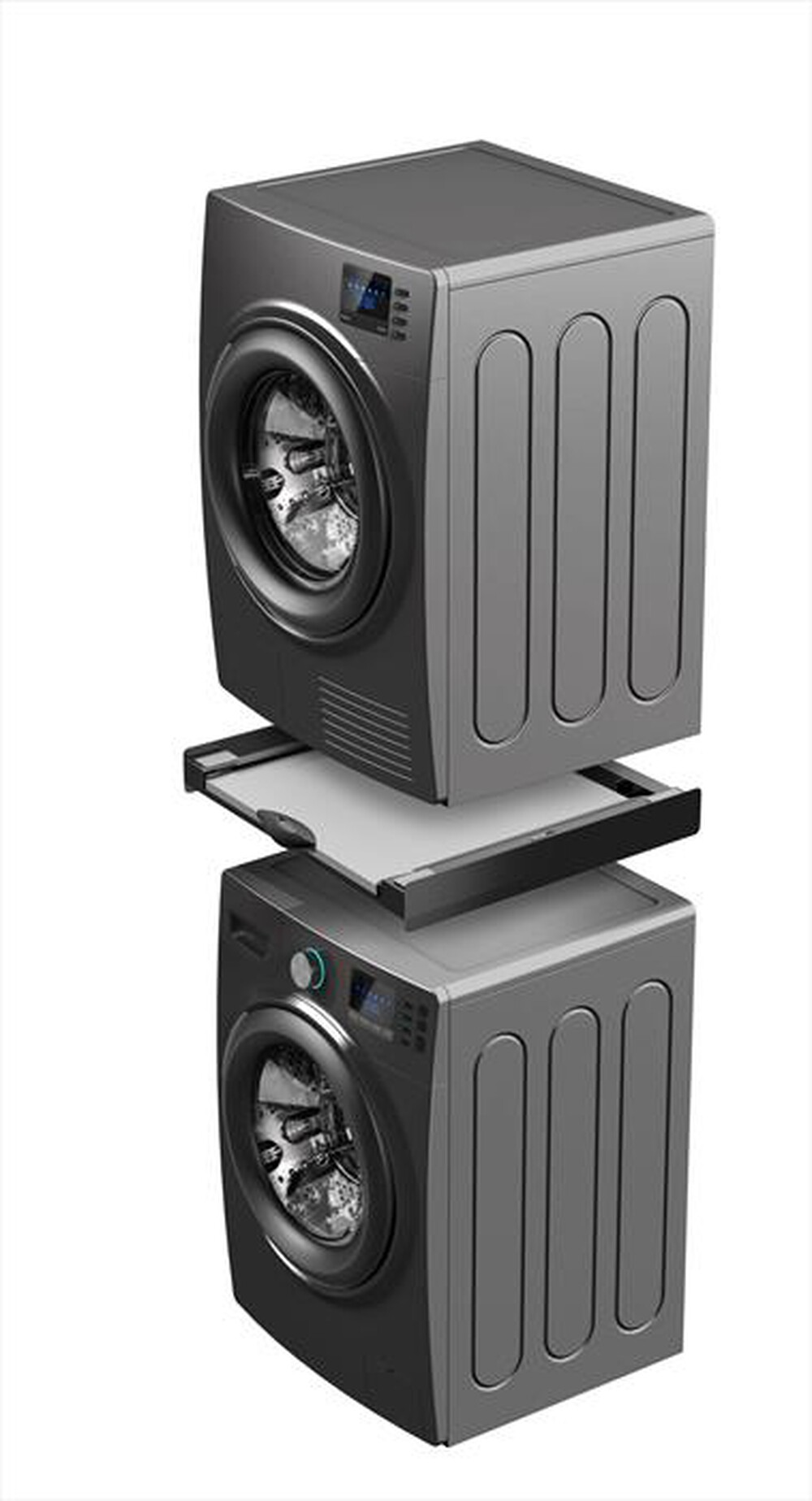 "MELICONI - Kit di sovrapposizione lavatrice TORRE DARK-Tecnopolimero Nero e legno gri"