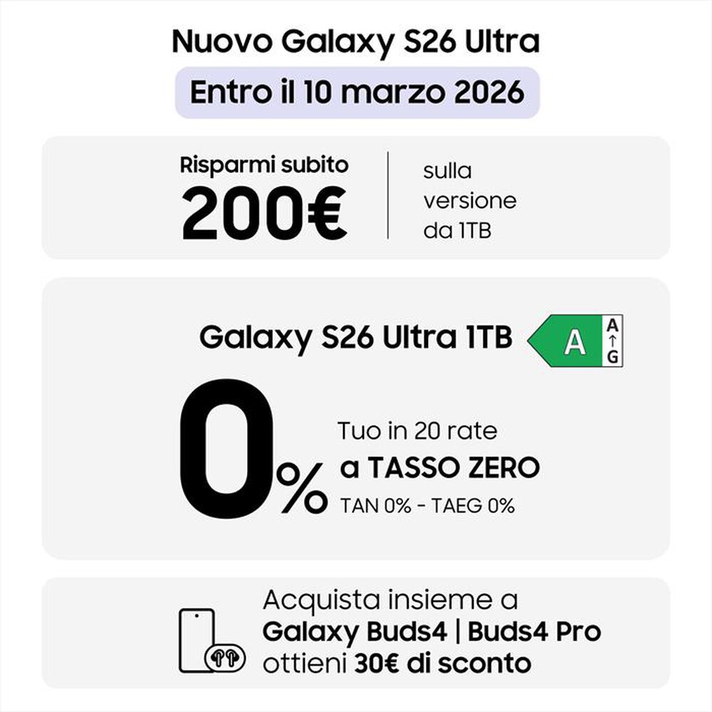 Immagine del prodotto SAMSUNG - Smartphone Galaxy S26 Ultra 1TB/16GB-Sky Blue