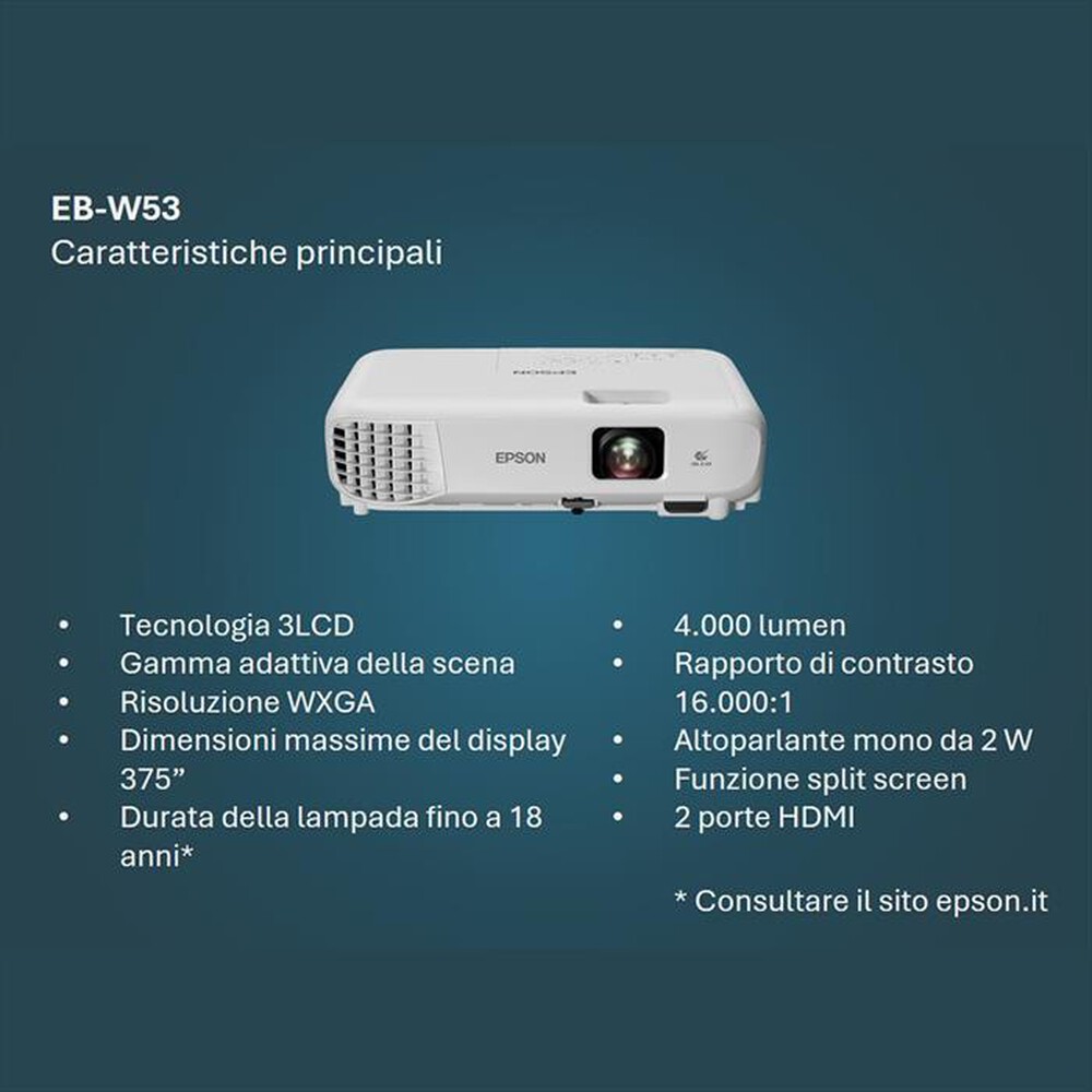 Immagine del prodotto EPSON - Videoproiettore EB-W53-Bianco