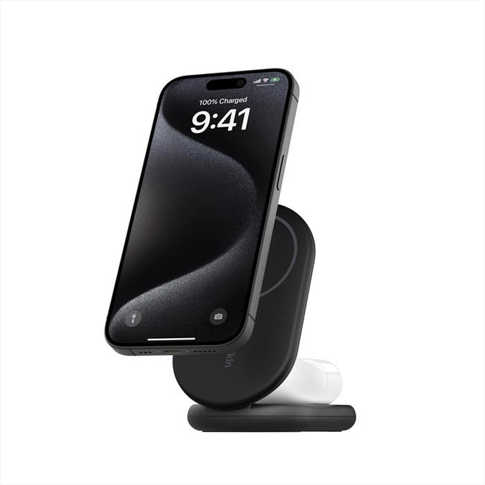 "BELKIN - SUPPORTO DI RICARICA WIRELESS 2IN1 15W QI2-Nero"