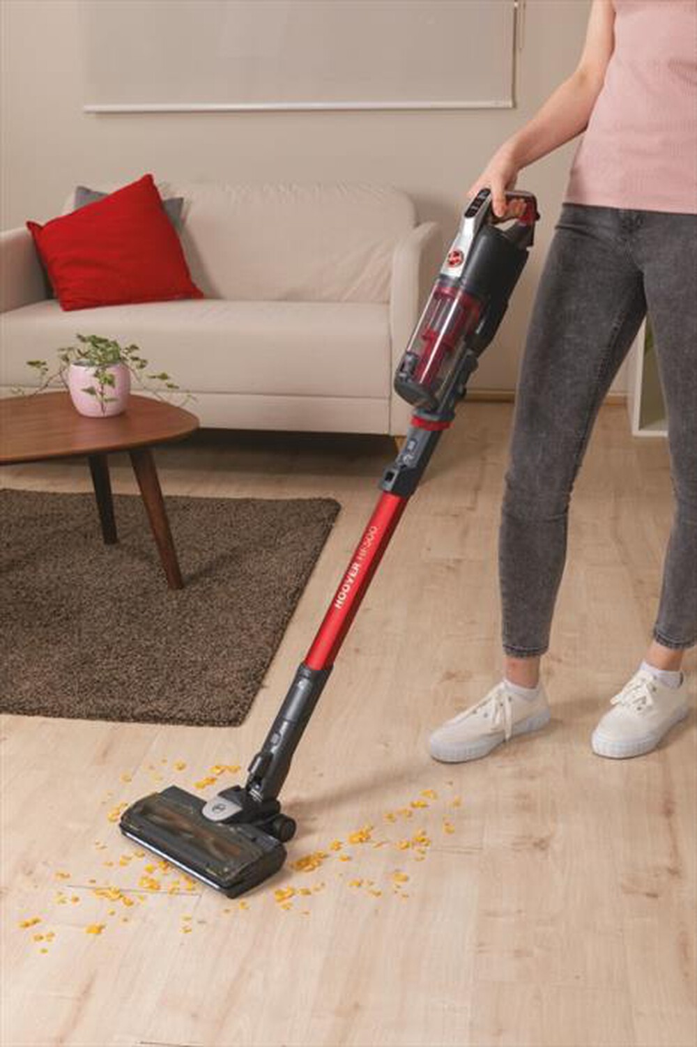 "HOOVER - Aspirapolvere ricaricabile HF522STH-Grigio, Rosso"