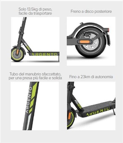ARGENTO - Monopattino elettrico AG 23-NERO/VERDE