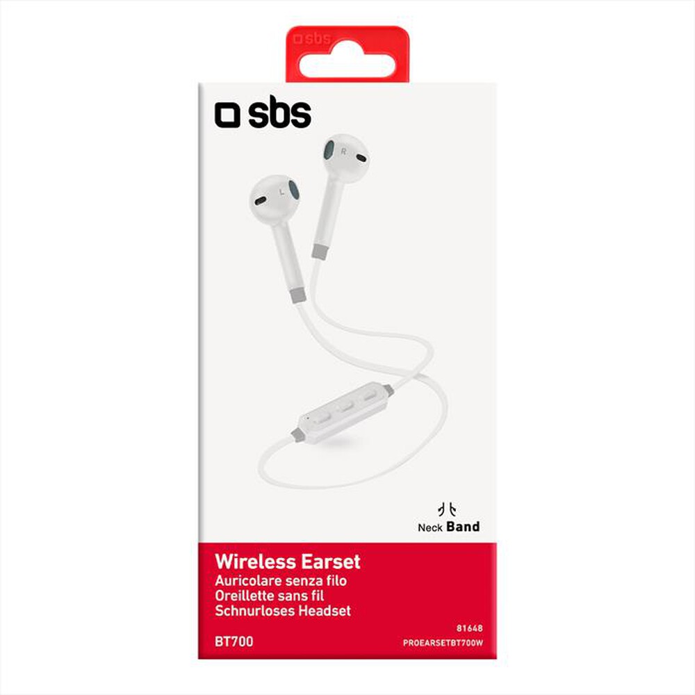 SBS - Auricolare Bluetooth PROEARSETBT700W-BIANCO
