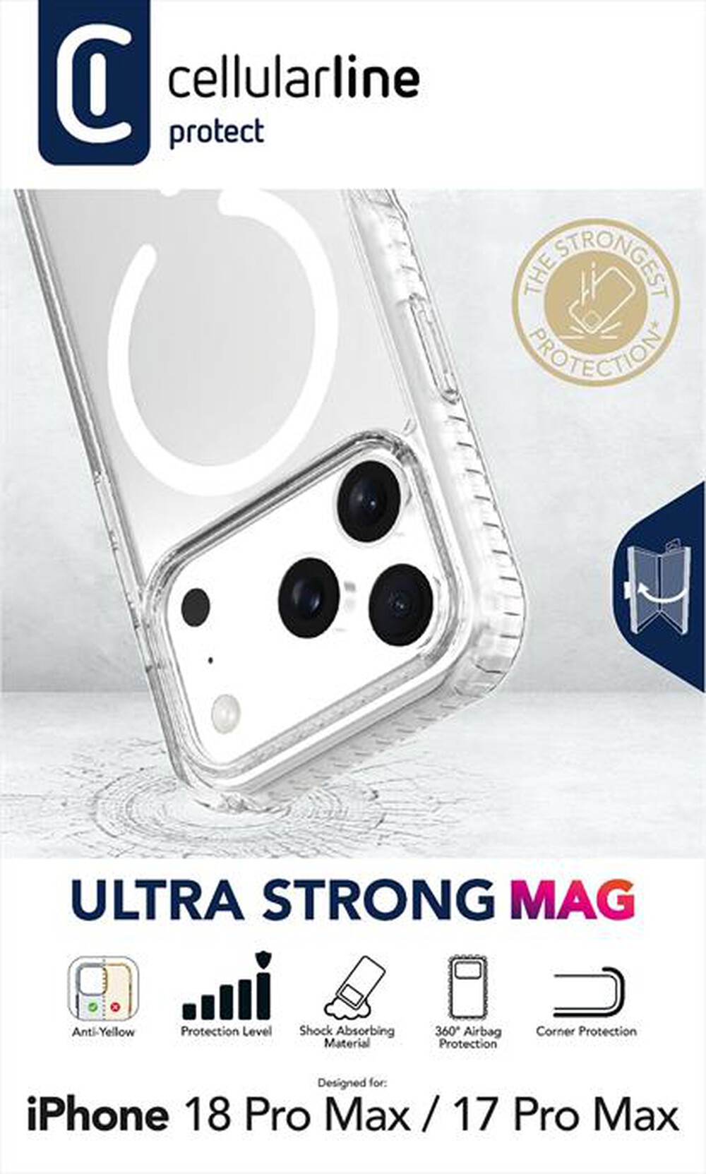 Immagine del prodotto CELLULARLINE - Cover ULTRA STRONG MAG per iPhone 18 Pro Max-Trasparente