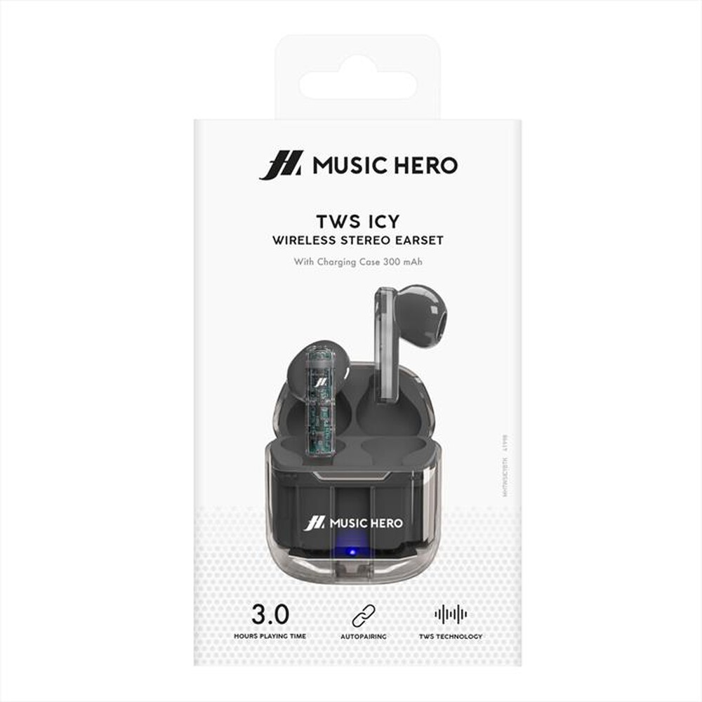 "MUSIC HERO - Auricolare bluetooth MHTWSICYBTK-Nero"