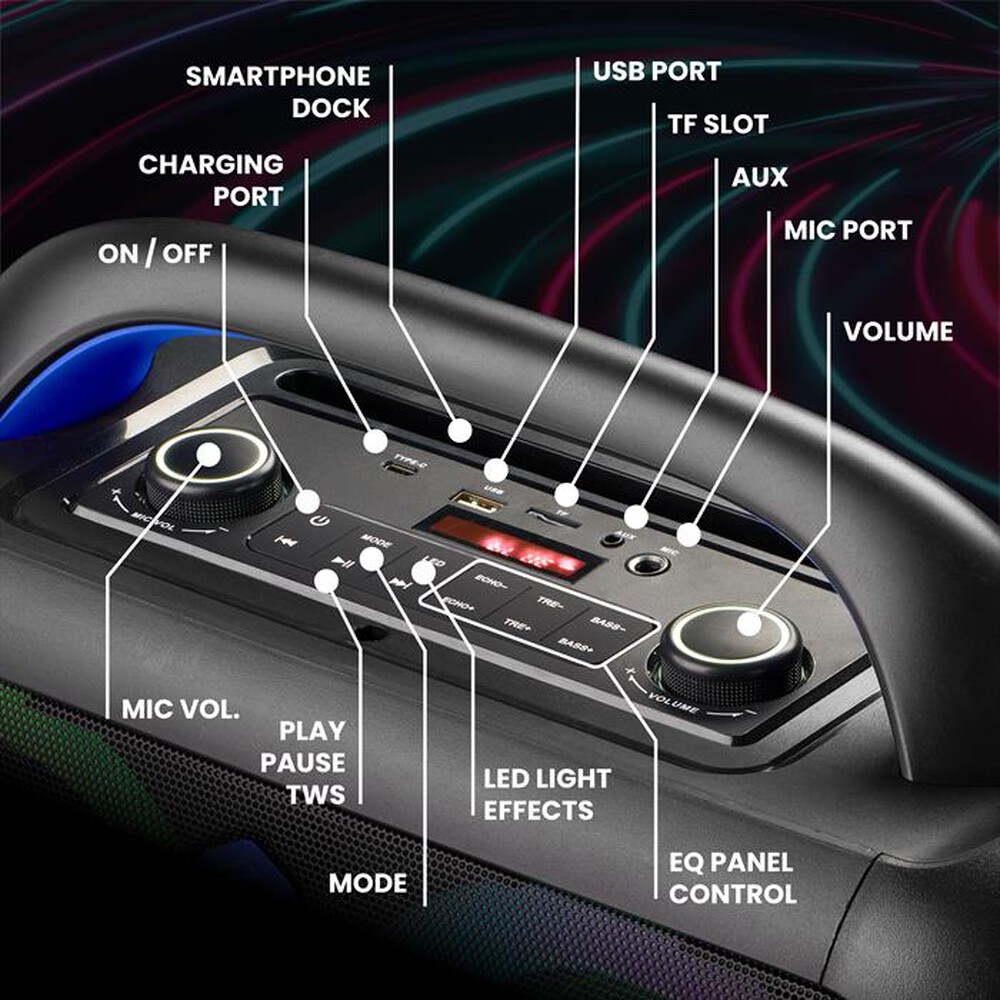 Immagine del prodotto MUSIC SOUND - SPEAKER BOOM BOX 80S-Nero