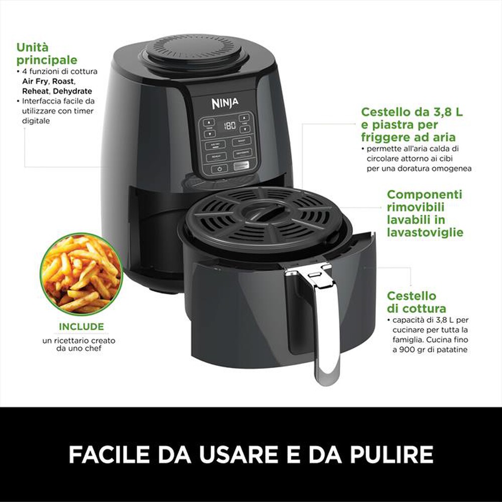"NINJA - Friggitrice ad aria da 3,8 L AF100EU-grigio/nero"