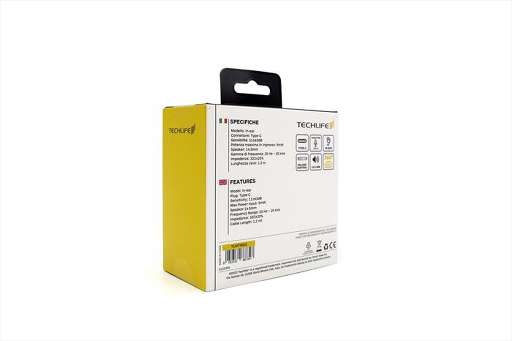 "TECHLIFE - Auricolare con filo TLMT0002-Nero"