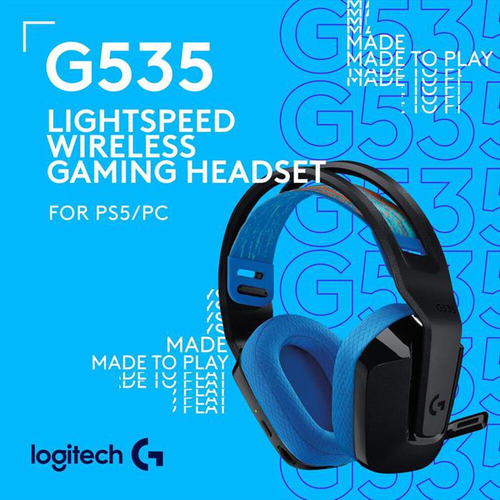 "LOGITECH - Cuffia Gaming G535 LIGHTSPEED-Blu/Nero"