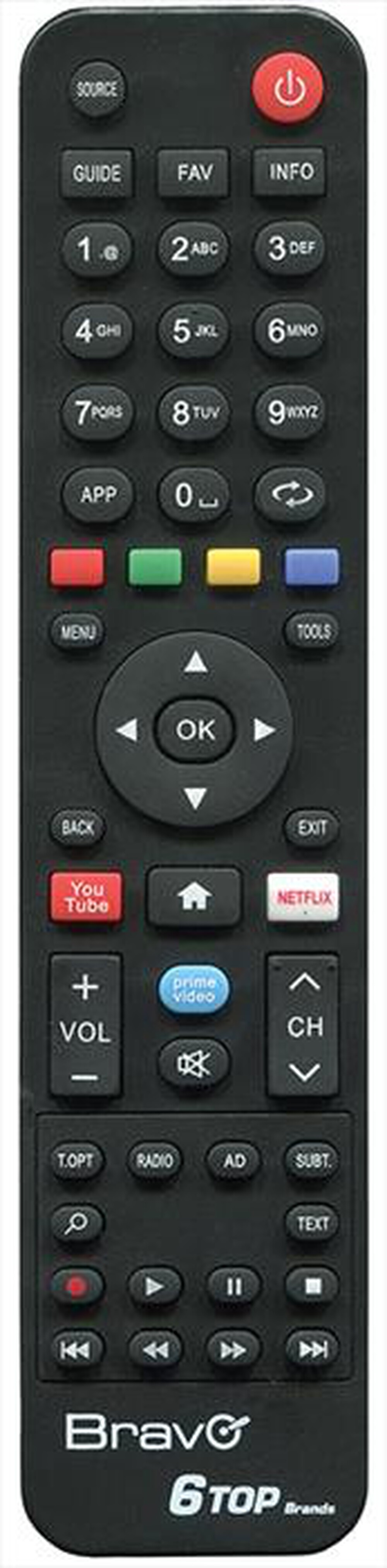 Immagine del prodotto BRAVO - Telecomando 6 TOP BRANDS-Nero