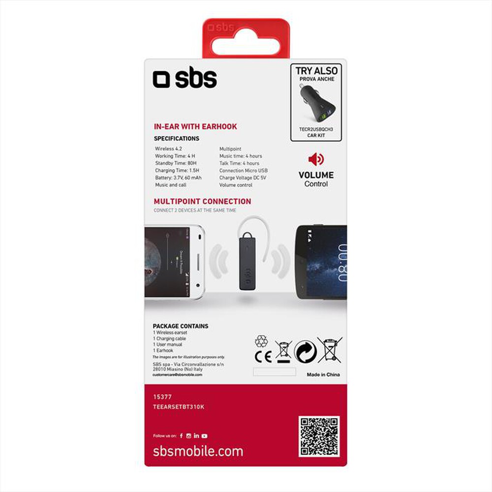 Immagine del prodotto SBS - TEEARSETBT310K-Nero