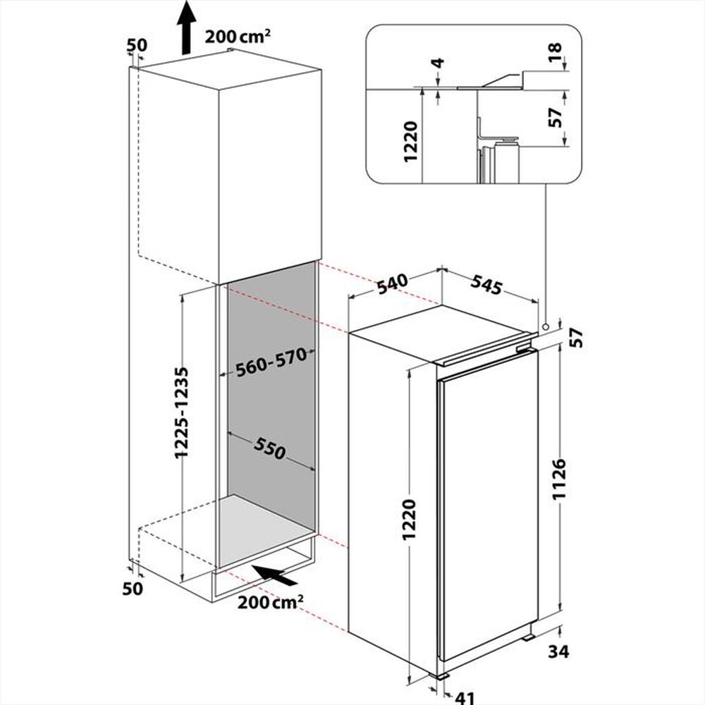 "HOTPOINT ARISTON - Frigorifero incasso S 12 A1 D/HA 1 Classe F"