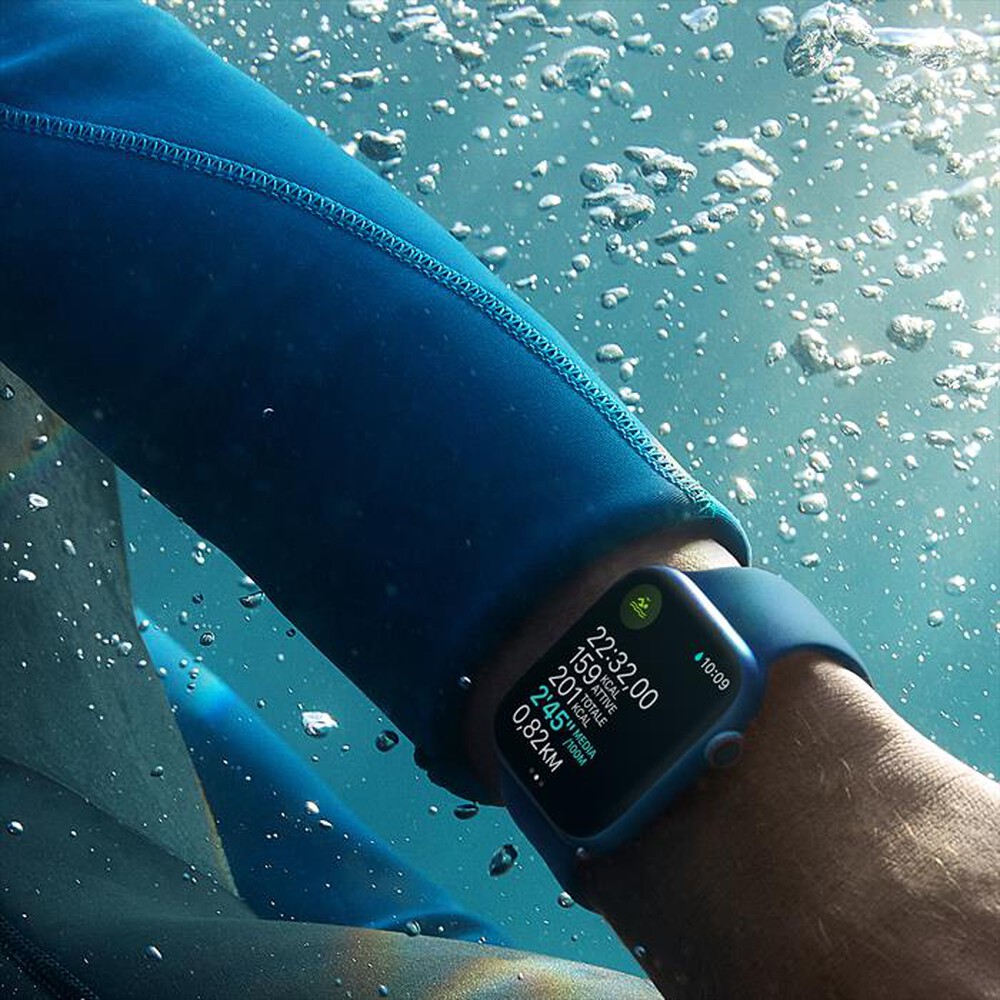 "APPLE - Apple Watch Series 7 GPS+Cellular 41mm Acc Grafite-Cinturino Sport Azzurro"