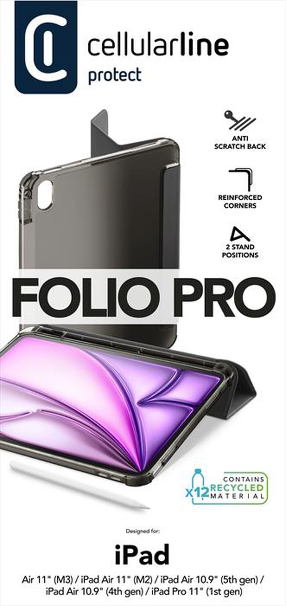 Immagine del prodotto CELLULARLINE - Custodia 3 Stand FOLIOIPADAIR10922K iPad Air 10.9'-Nero