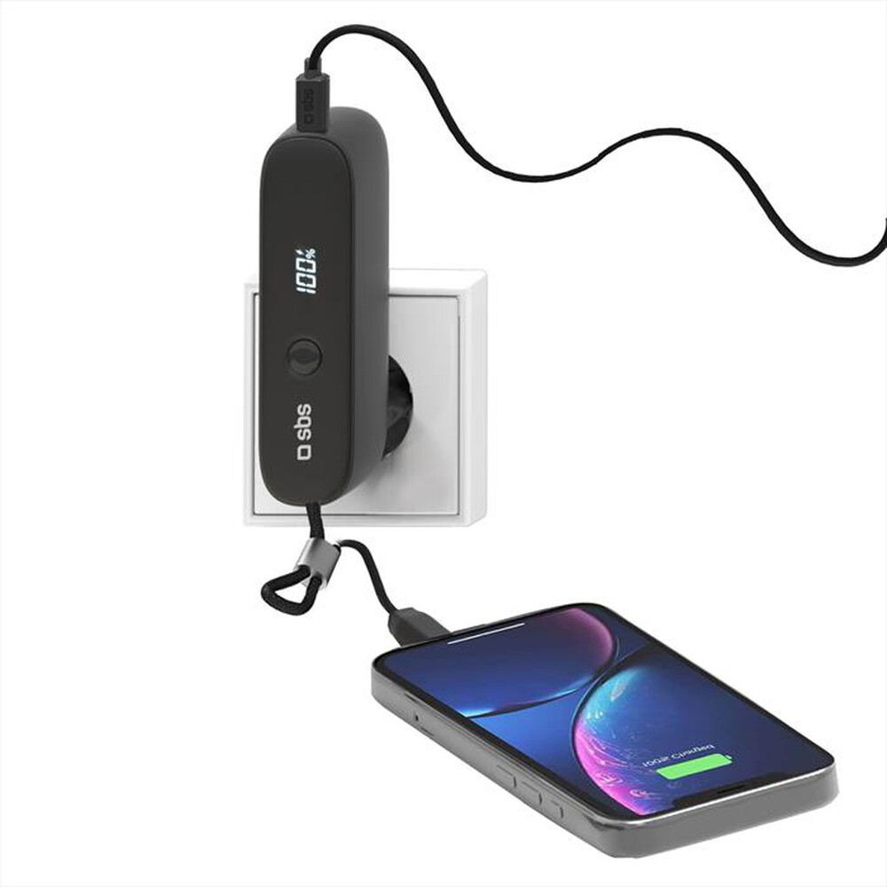 Immagine del prodotto SBS - Powerbank 5.000mAh PD20 con presa EU integrata-Nero