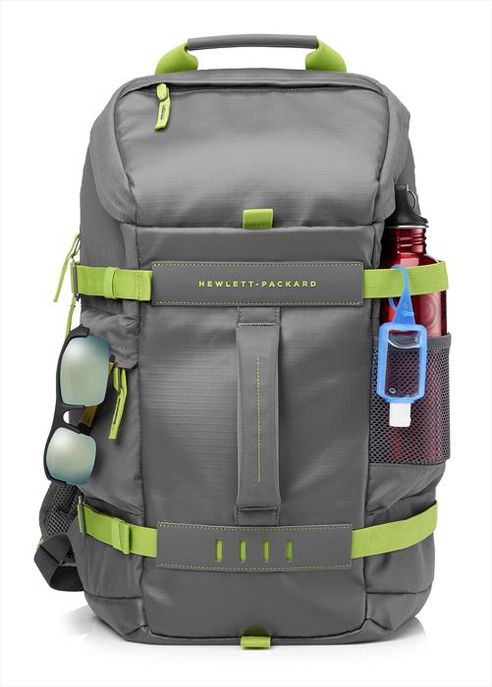 "HP - Grey Odyssey Backpack-Grigio, finiture verdi"