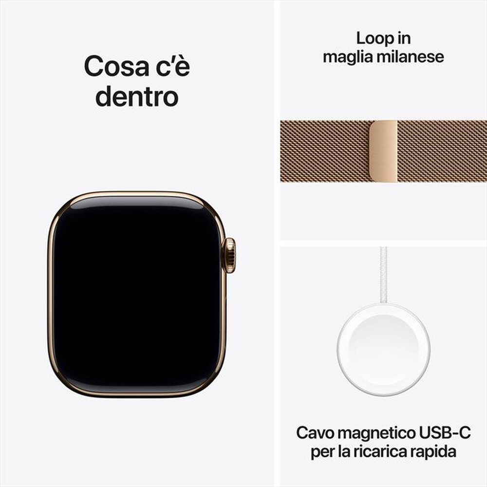 "APPLE - Watch Series 10 GPS + Cellular 42mm Titanio-Oro - Loop Milanese Oro"