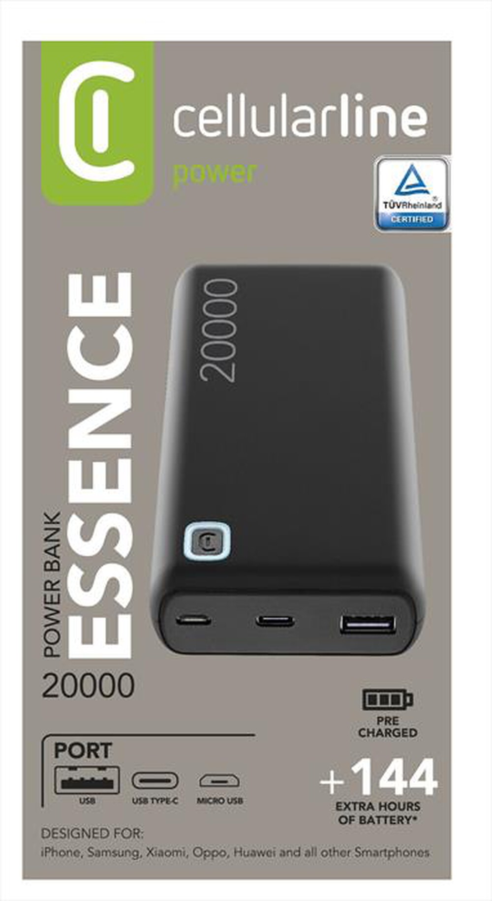 "CELLULARLINE - PBESSENCE20000K-Nero"