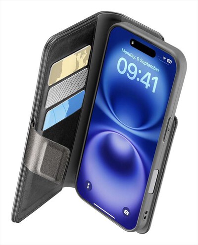 CELLULARLINE - Cover BOOK AGENDA per iPhone 16 Plus-Nero
