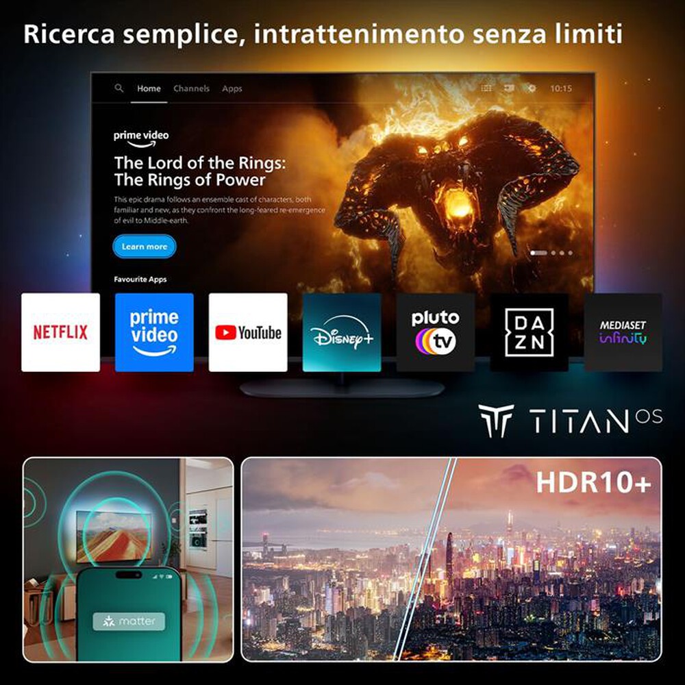 Immagine del prodotto PHILIPS - Smart TV 43" 4K QLED Ambilight 43PUS8450/12-Black