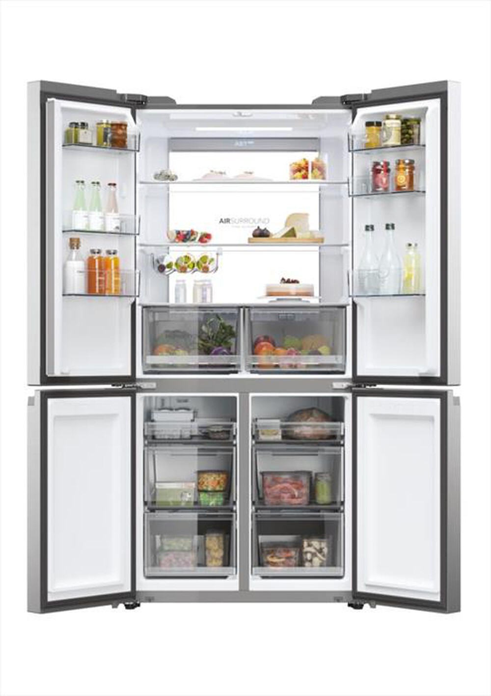 "HAIER - Frigorifero 4 porte HCR79F19ENMM Classe E 646 lt-Platino, Acciaio inossidabile"