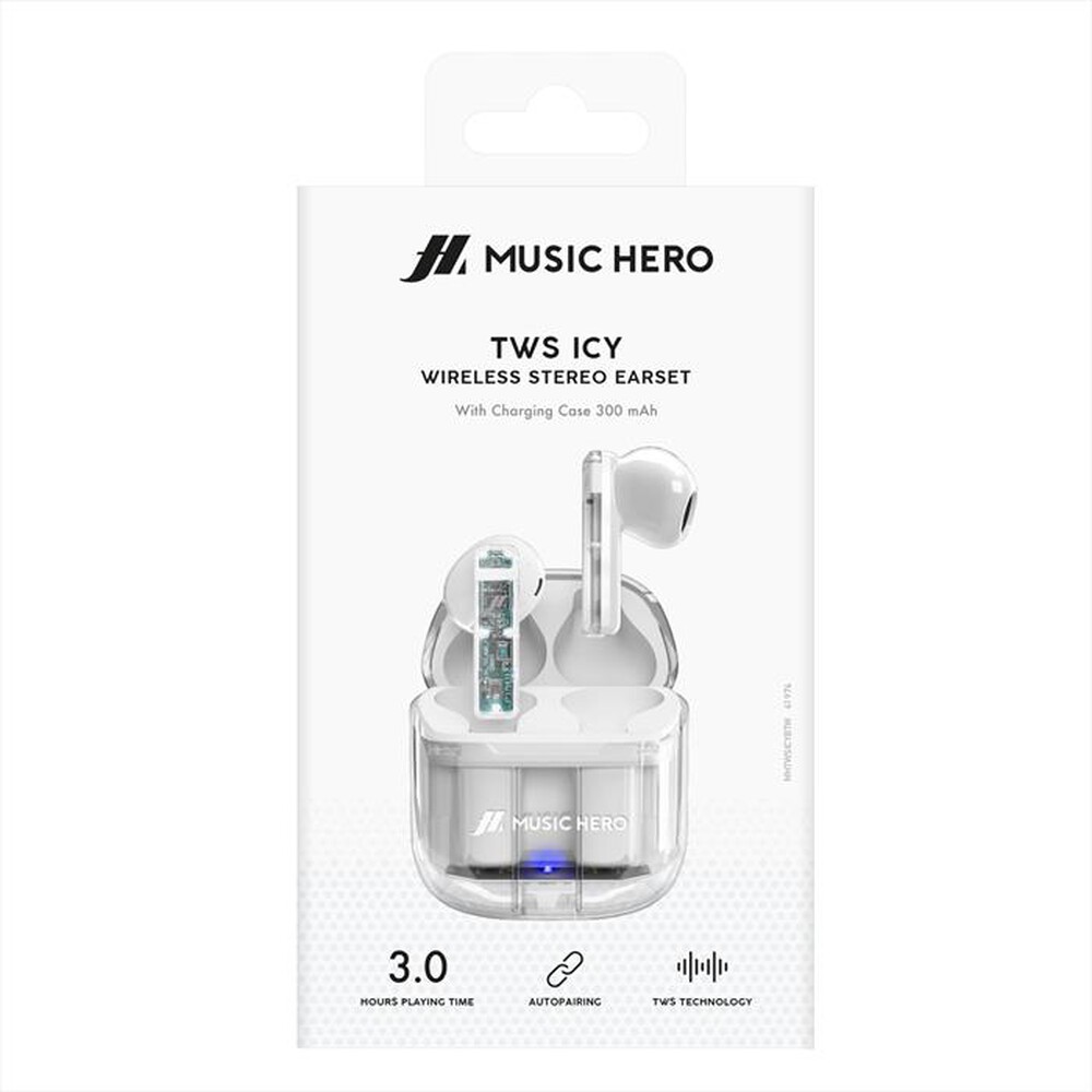 "MUSIC HERO - Auricolare bluetooth MHTWSICYBTW-Bianco"