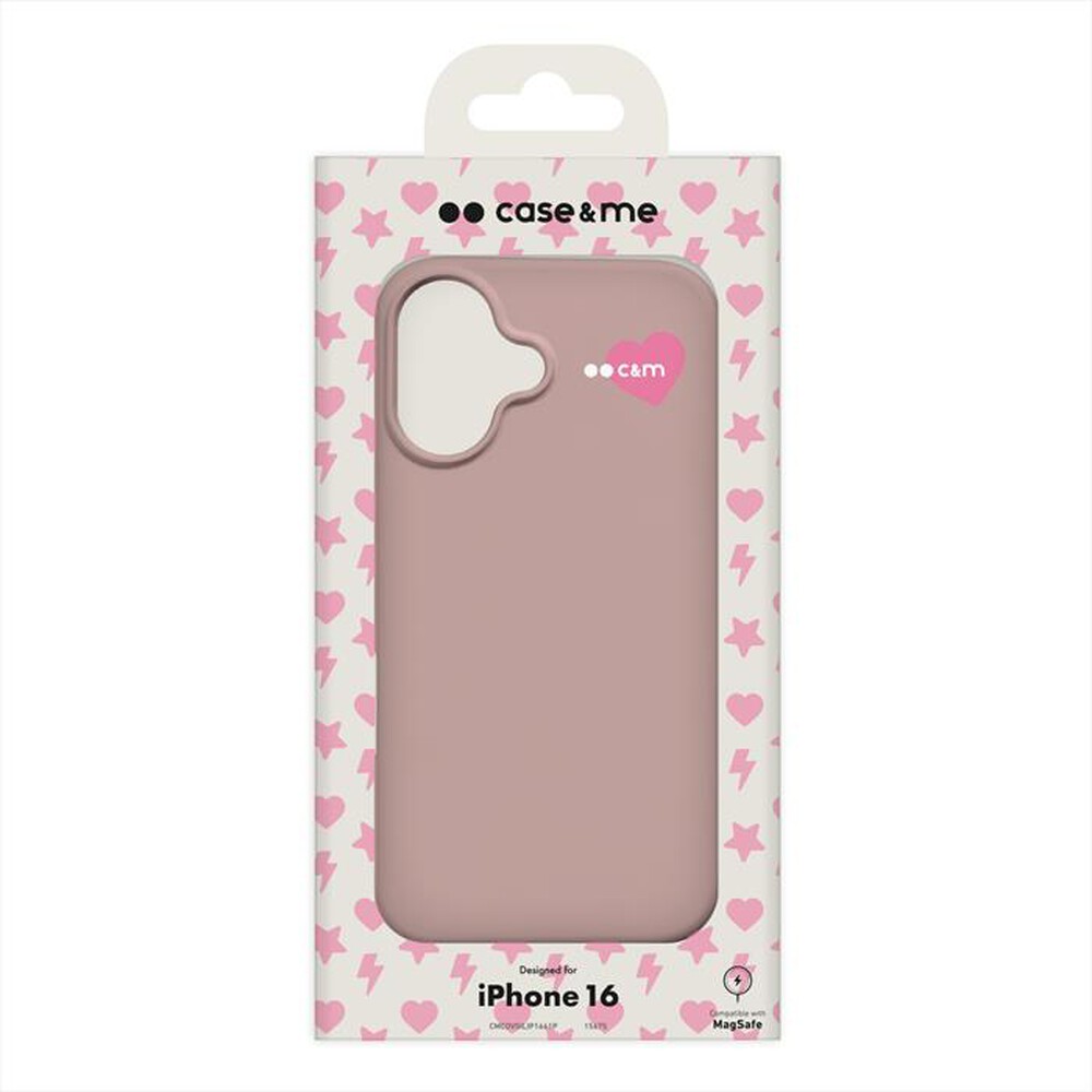 Immagine del prodotto CASEME - Cover silicone magsafe per iPhone 16 heart 3d-Rosa