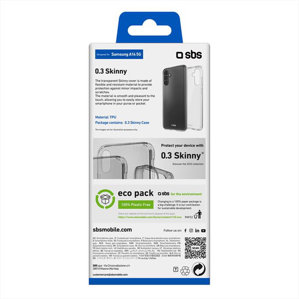 "SBS - Cover skinny TESKINSAA145GT per Samsung A14 5G-Trasparente"