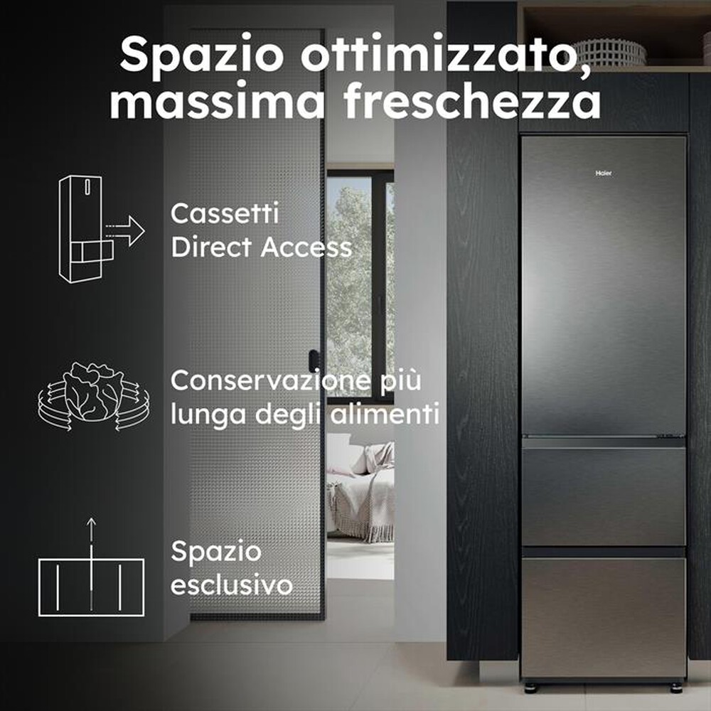 Immagine del prodotto HAIER - Frigorifero combinato HTR3518ENMX Classe E 303 lt-Acciaio inox