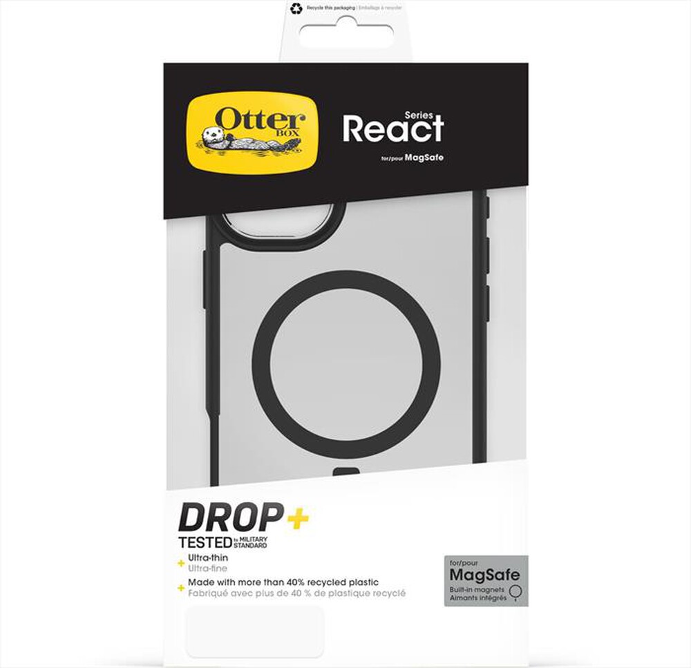 "OTTERBOX - REACT MAGSAFE ALMONDJOY CUSTODIA IPHONE 16 PLUS-Nero/trasparente"