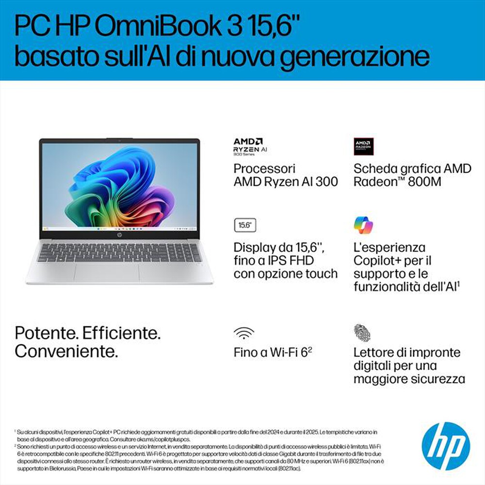 Immagine del prodotto HP - Notebook OMNIBOOK 3 NG AI 15-FN0015NL-Glacier Silver