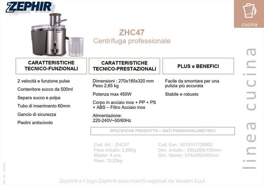 "ZEPHIR - CENTRIFUGA ZHC47-Grigio"