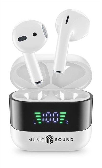 MUSIC SOUND - AURICOLARI TWS CON DISPLAY LED-White