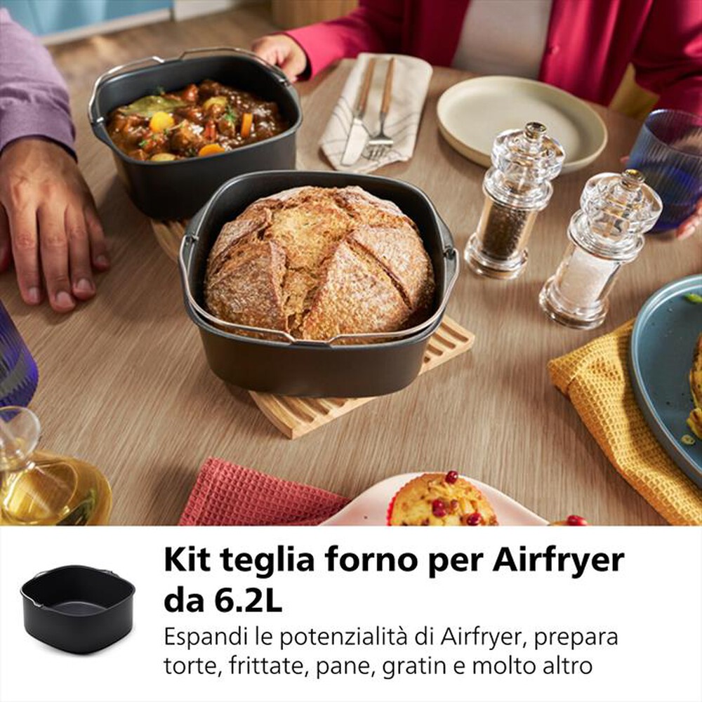 "PHILIPS - KIT TEGLIA E MUFFIN PER AIRFRYER DA 6.2L HD9945/01-Nero"