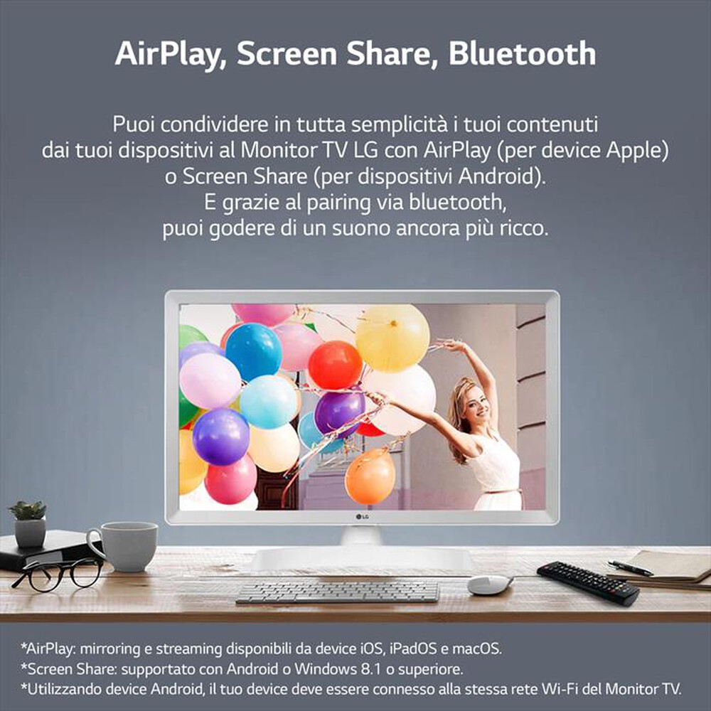 Immagine del prodotto LG - Smart TV LED HD READY 23,6" 24TQ510S-WZ.API-Bianco