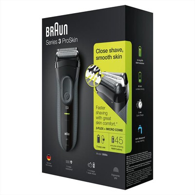 BRAUN - Rasoio SERIES 3 PROSKIN 3000S-Nero