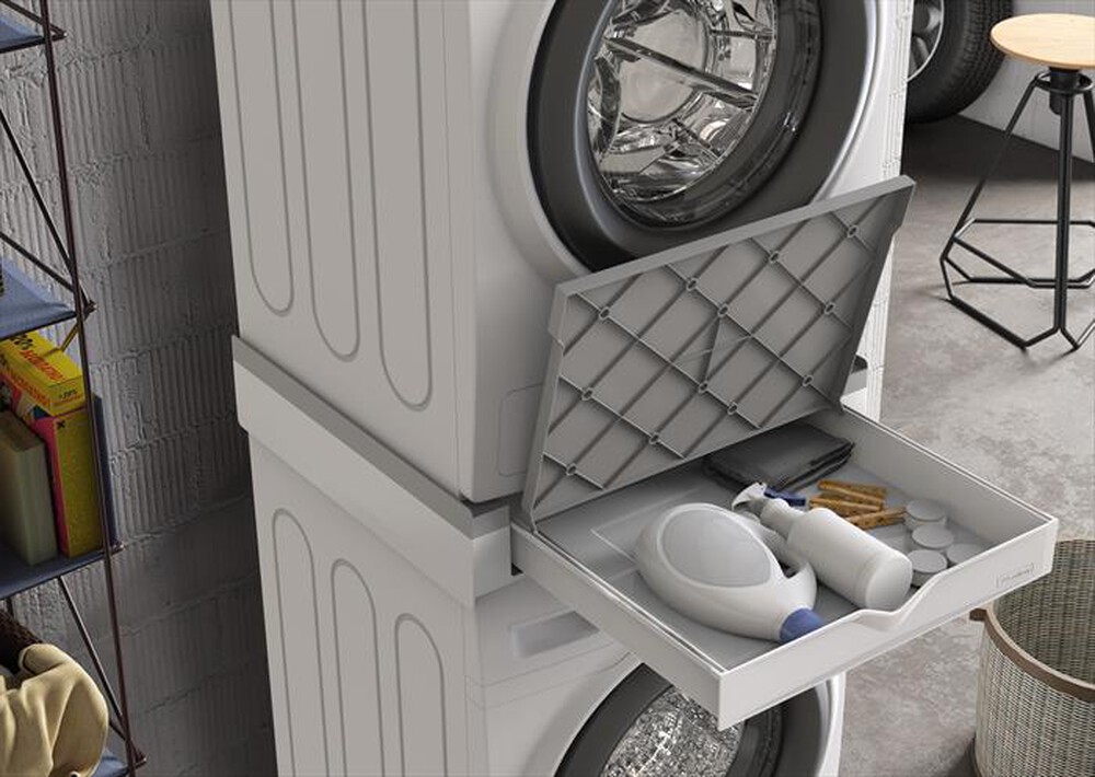"MELICONI - Kit sovrapposizione lavatrice TORRE DUO-Tecnopolimero bianco e grigio"