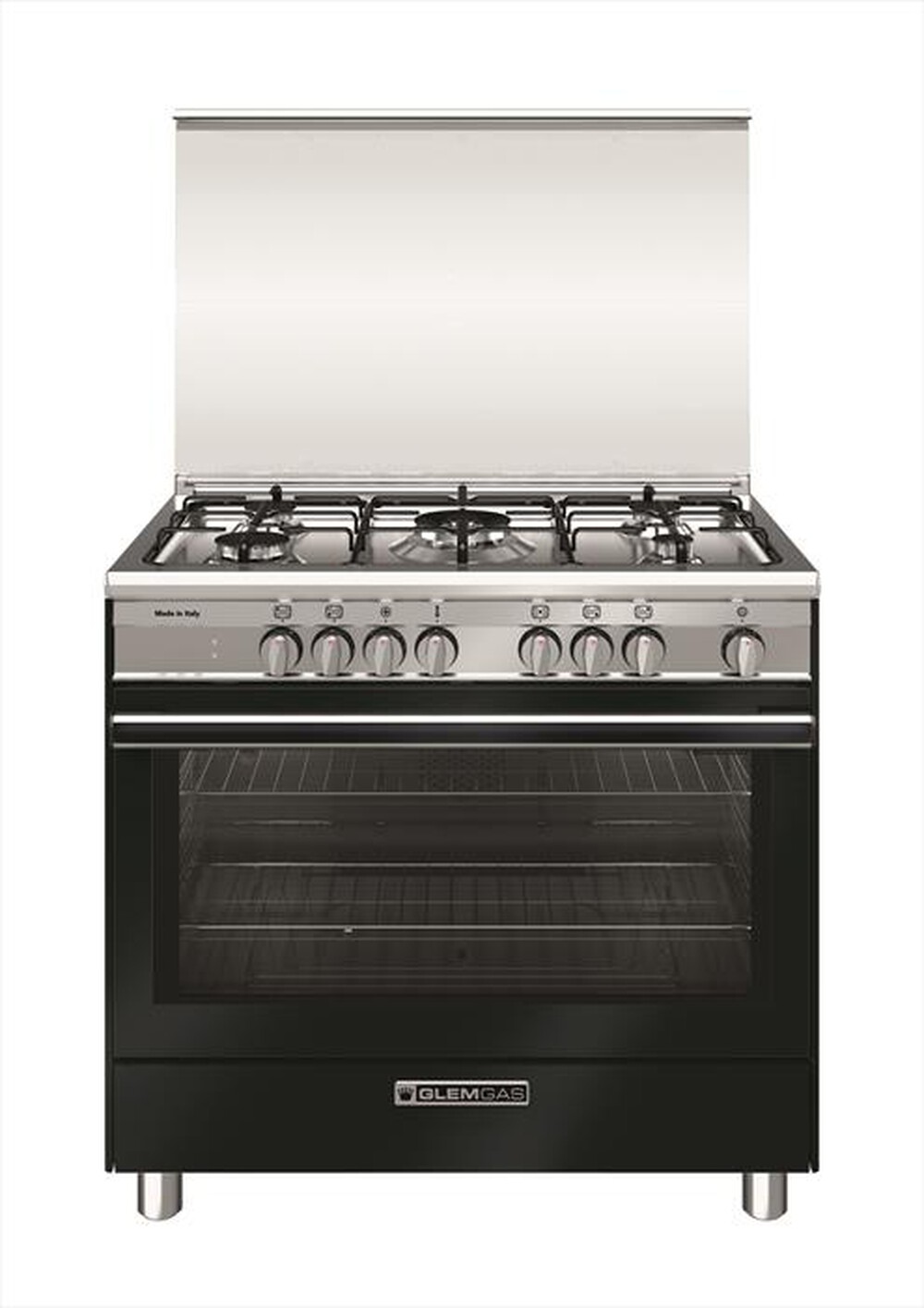 "GLEM GAS - Cucina a gas SB965MBK Classe A+-Nero Carbone"