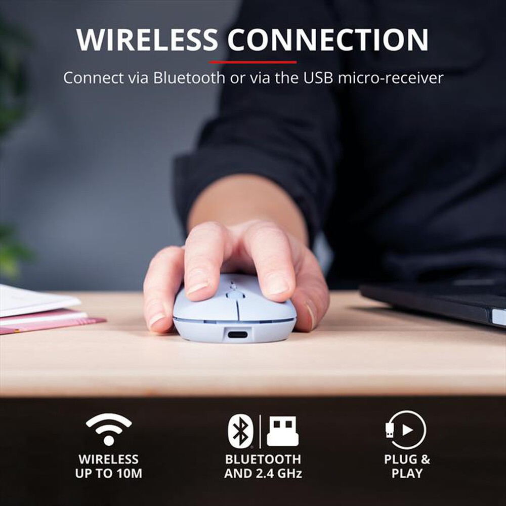 "TRUST - PUCK WIRELESS MOUSE BLUE-Blue"