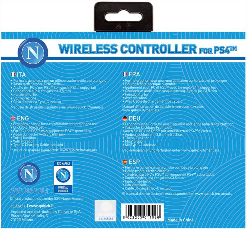 "QUBICK - WIRELESS CONTROLLER SSC NAPOLI"