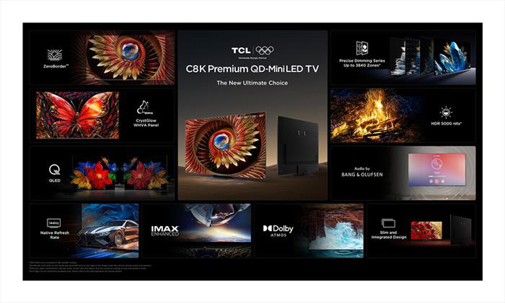 "TCL - Smart TV MINI LED UHD 4K 85\" 85C89K-Nero"