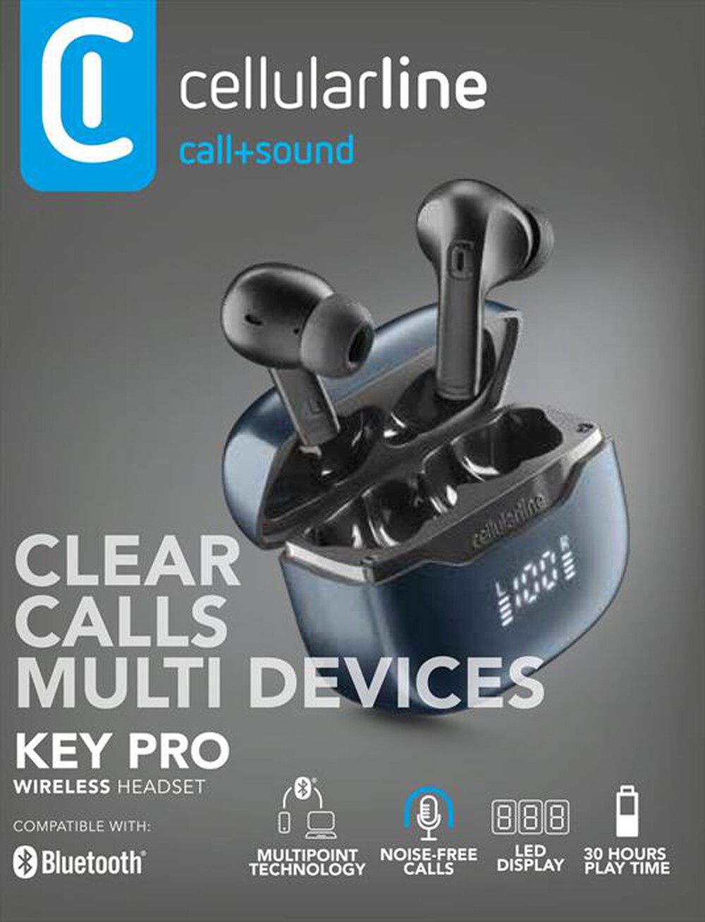 Immagine del prodotto CELLULARLINE - Auricolare bluetooth BTKEYPROTWSK-Nero