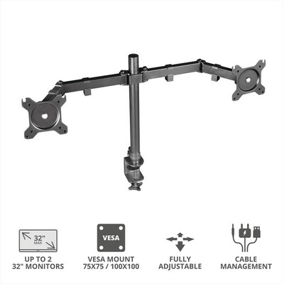 TRUST - GXT1120 MARA DUAL MONITOR ARM-Black