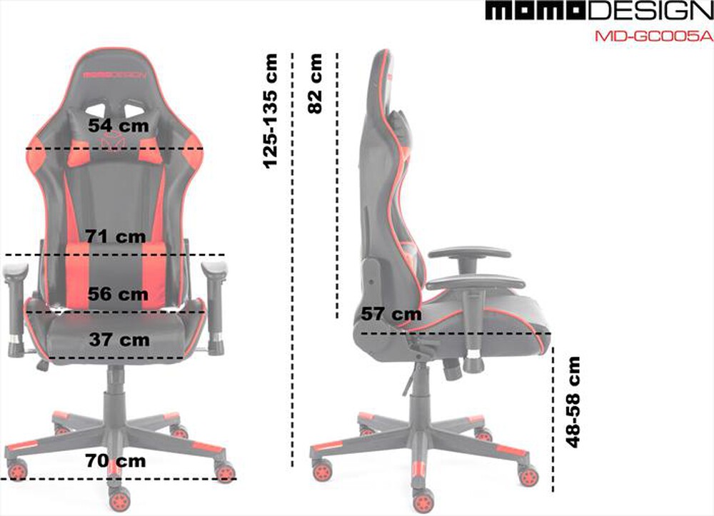 "MOMODESIGN - MD-GC005A-KR CHAIR GAMING-RED/BLACK"